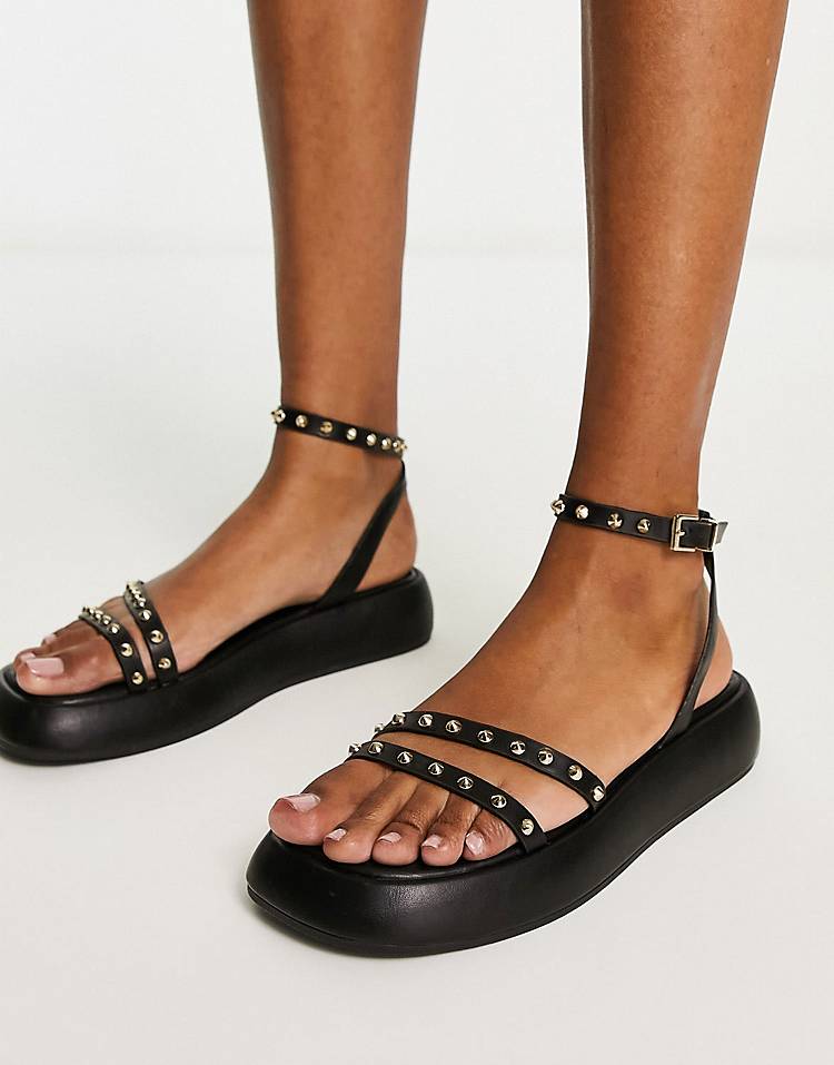 Stradivarius strappy cross over flatform sandal in black